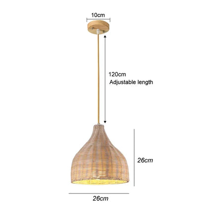 Rattan Bamboo Pendant Light - Hand-Knitted Wicker Chandelier for Home Decor - ZOOMNSTORE