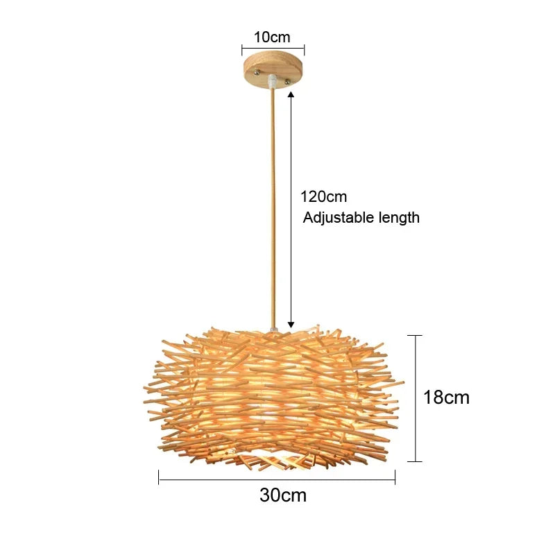 Rattan Bamboo Pendant Light - Hand-Knitted Wicker Chandelier for Home Decor - ZOOMNSTORE