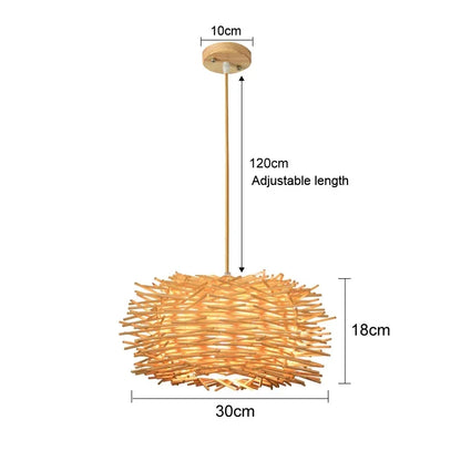 Rattan Bamboo Pendant Light - Hand-Knitted Wicker Chandelier for Home Decor - ZOOMNSTORE