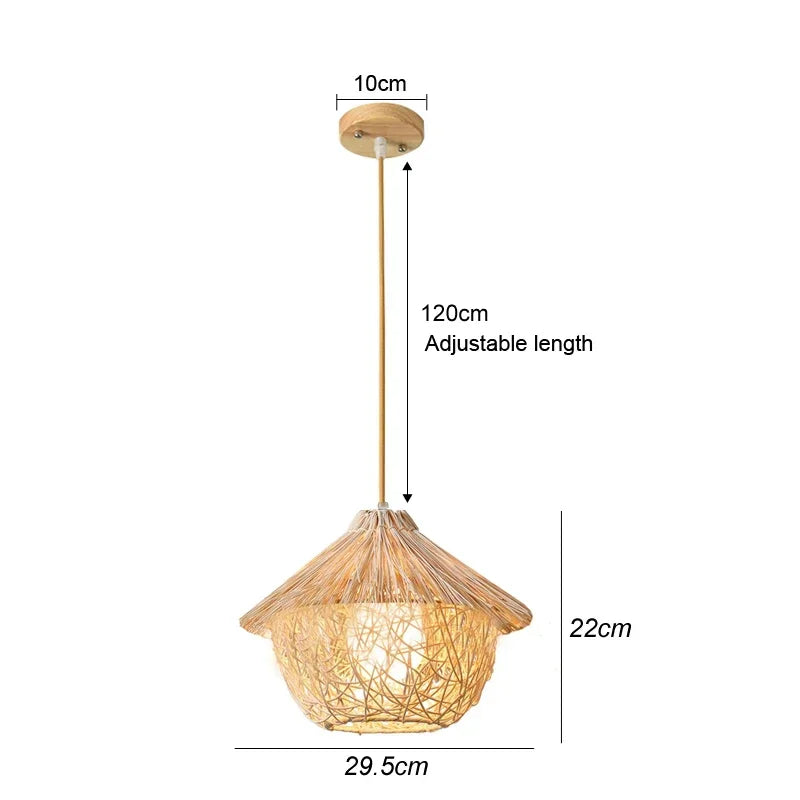Rattan Bamboo Pendant Light - Hand-Knitted Wicker Chandelier for Home Decor - ZOOMNSTORE