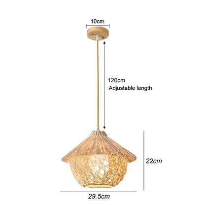 Rattan Bamboo Pendant Light - Hand-Knitted Wicker Chandelier for Home Decor - ZOOMNSTORE