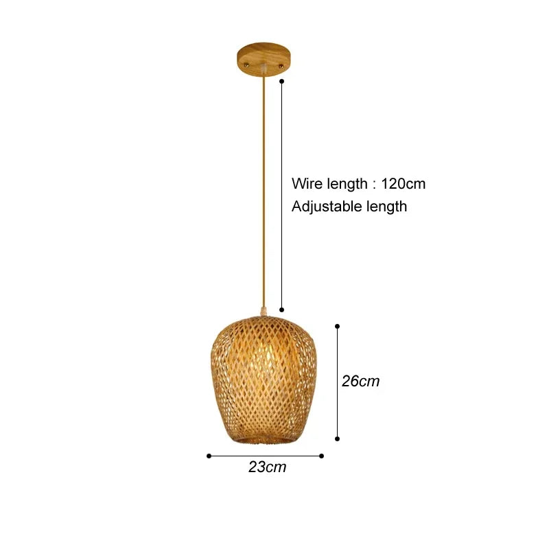 Rattan Bamboo Pendant Light - Hand-Knitted Wicker Chandelier for Home Decor - ZOOMNSTORE