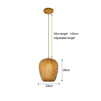 Rattan Bamboo Pendant Light - Hand-Knitted Wicker Chandelier for Home Decor - ZOOMNSTORE