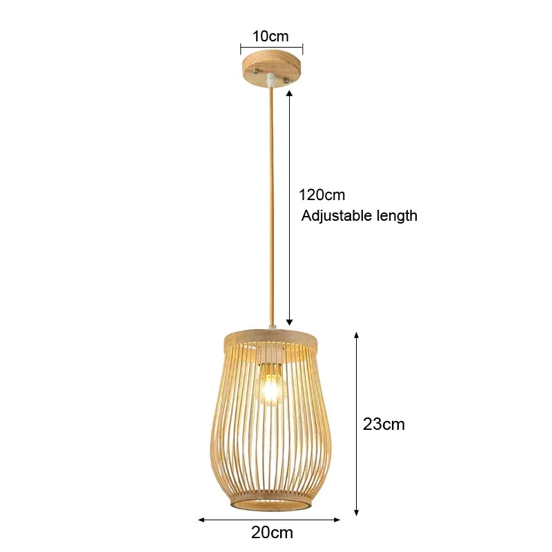 Rattan Bamboo Pendant Light - Hand-Knitted Wicker Chandelier for Home Decor - ZOOMNSTORE