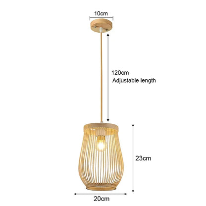 Rattan Bamboo Pendant Light - Hand-Knitted Wicker Chandelier for Home Decor - ZOOMNSTORE