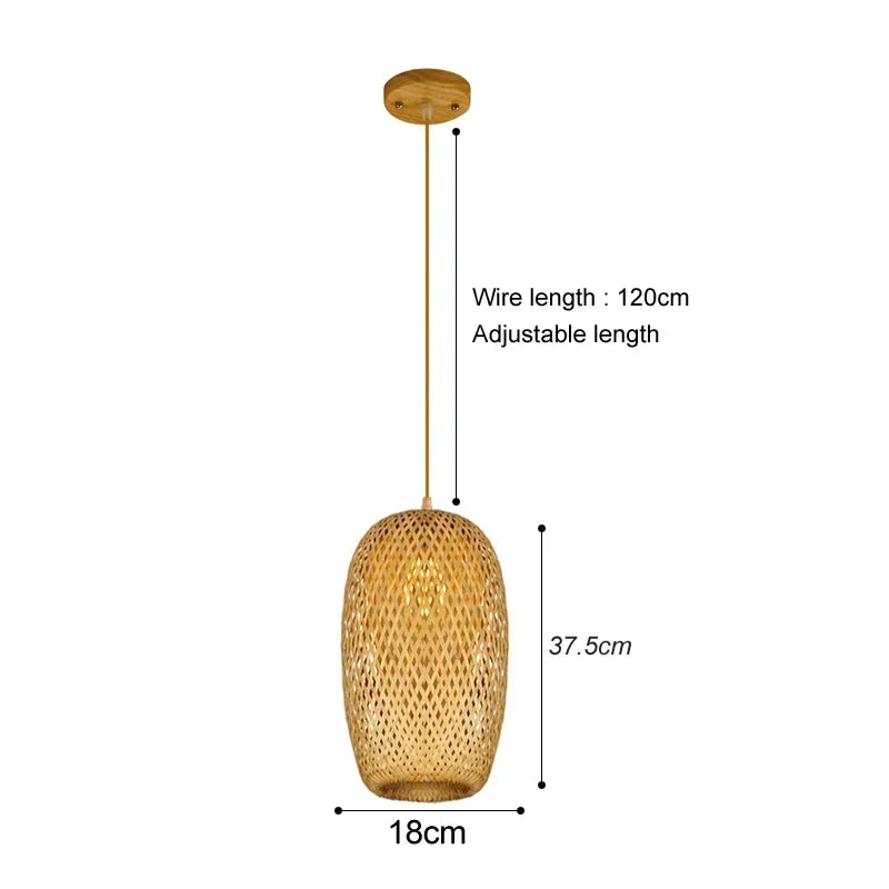 Rattan Bamboo Pendant Light - Hand-Knitted Wicker Chandelier for Home Decor - ZOOMNSTORE