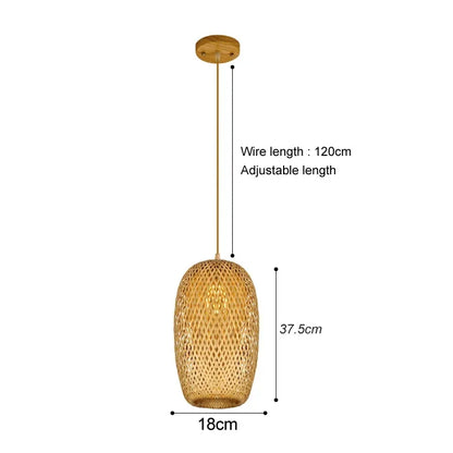 Rattan Bamboo Pendant Light - Hand-Knitted Wicker Chandelier for Home Decor - ZOOMNSTORE