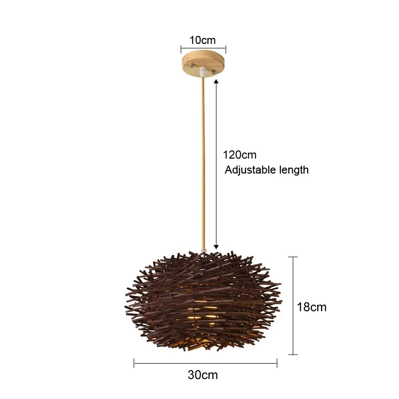 Rattan Bamboo Pendant Light - Hand-Knitted Wicker Chandelier for Home Decor - ZOOMNSTORE