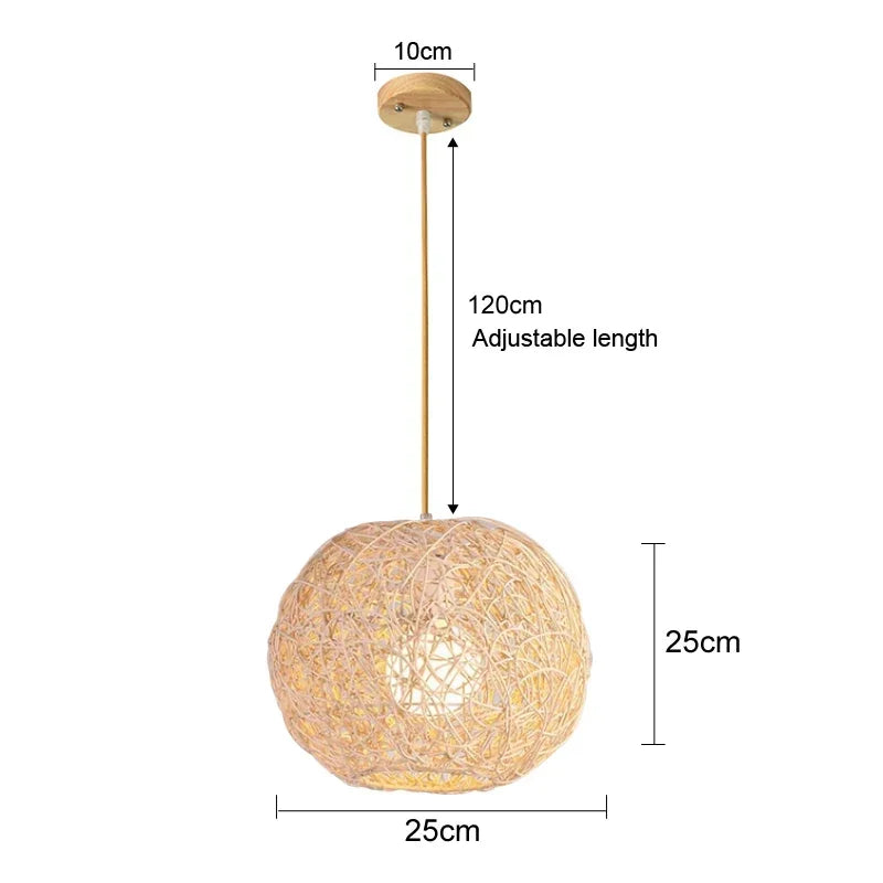 Rattan Bamboo Pendant Light - Hand-Knitted Wicker Chandelier for Home Decor - ZOOMNSTORE