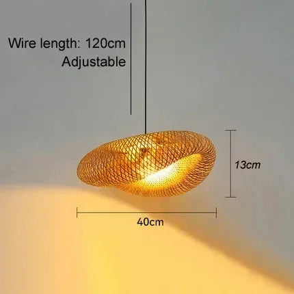 Bamboo Weaving LED Pendant Light - Handmade Vintage Chandelier for Dining  Living Room - ZOOMNSTORE