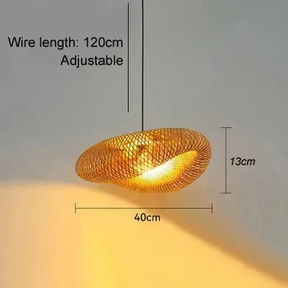 Bamboo Weaving LED Pendant Light - Handmade Vintage Chandelier for Dining  Living Room - ZOOMNSTORE