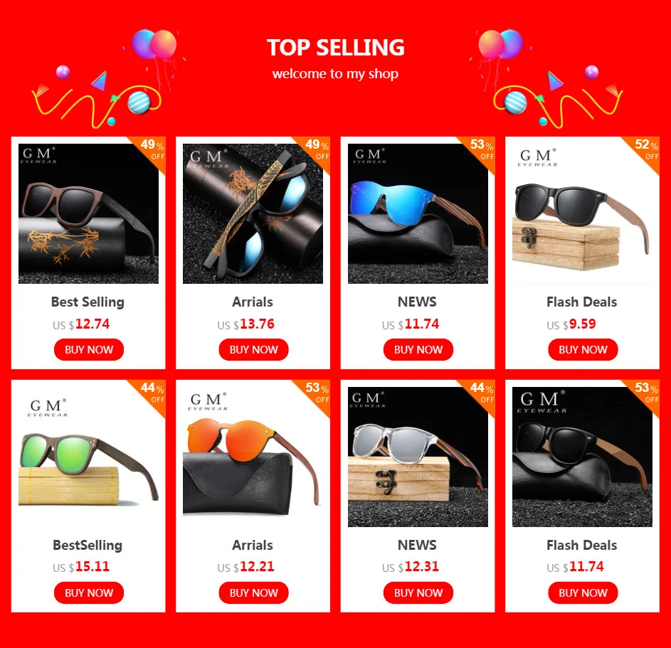Bamboo Wooden Sunglasses – Handmade Polarized Eyewear With Mirror Coating Lenses - ZOOMNSTORE