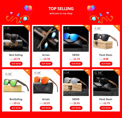 Bamboo Wooden Sunglasses – Handmade Polarized Eyewear With Mirror Coating Lenses - ZOOMNSTORE