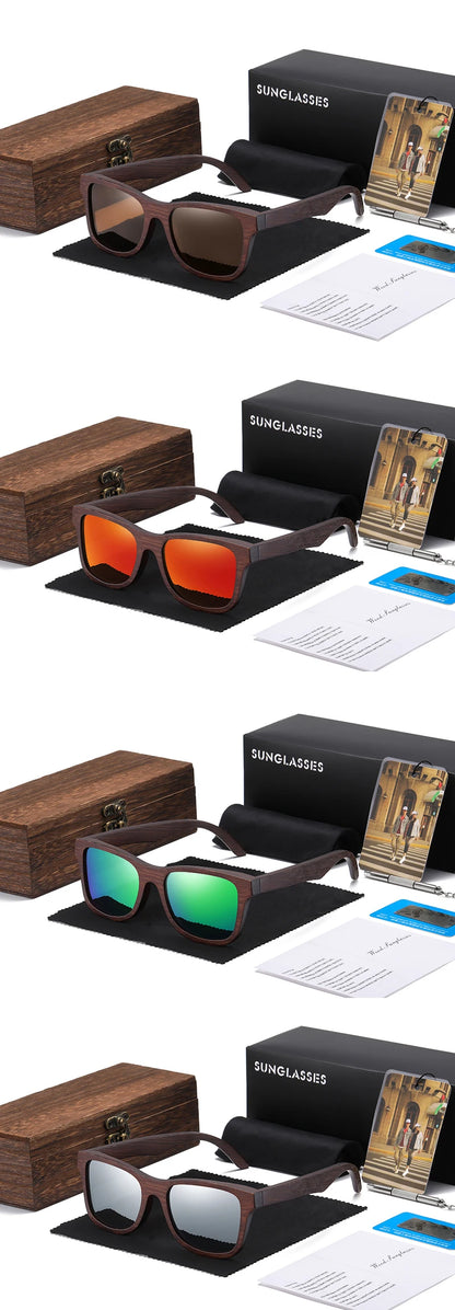 Bamboo Wooden Sunglasses – Handmade Polarized Eyewear With Mirror Coating Lenses - ZOOMNSTORE