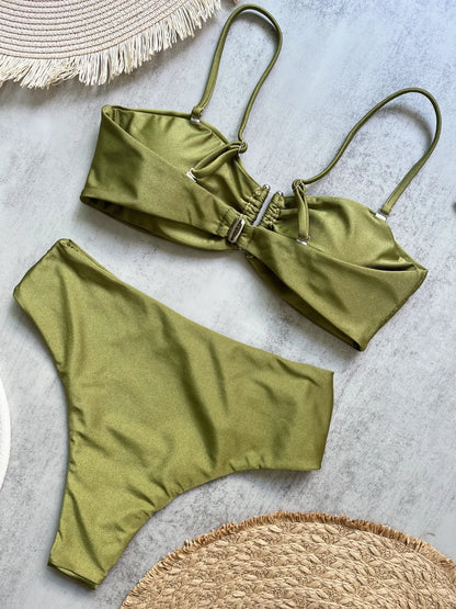 Bandeau Bikini Set Push Up Wire Free Two Piece Swimsuit - Sexy Brazilian Solid Beachwear - ZOOMNSTORE