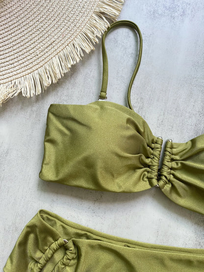 Bandeau Bikini Set Push Up Wire Free Two Piece Swimsuit - Sexy Brazilian Solid Beachwear - ZOOMNSTORE