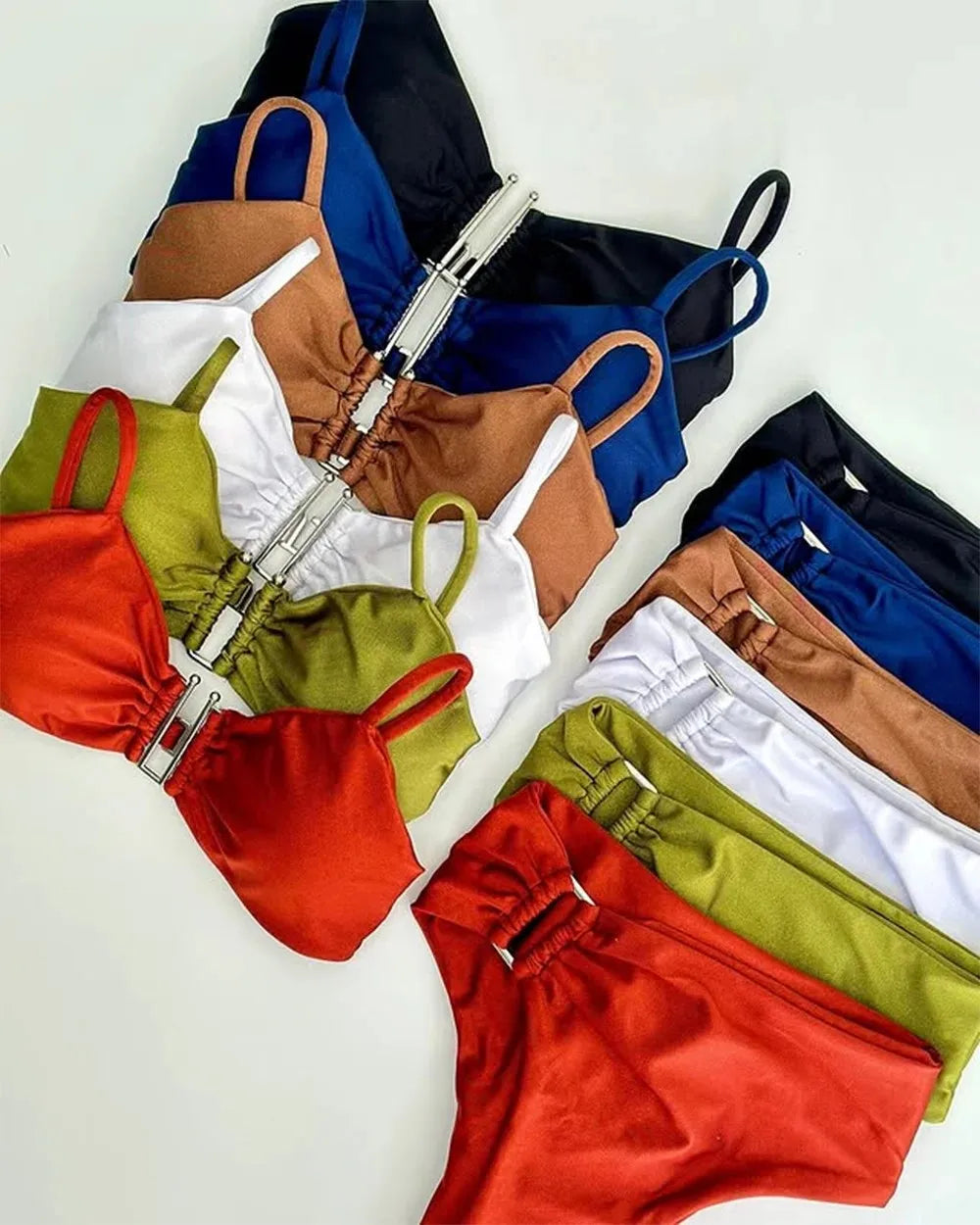 Bandeau Bikini Set Push Up Wire Free Two Piece Swimsuit - Sexy Brazilian Solid Beachwear - ZOOMNSTORE