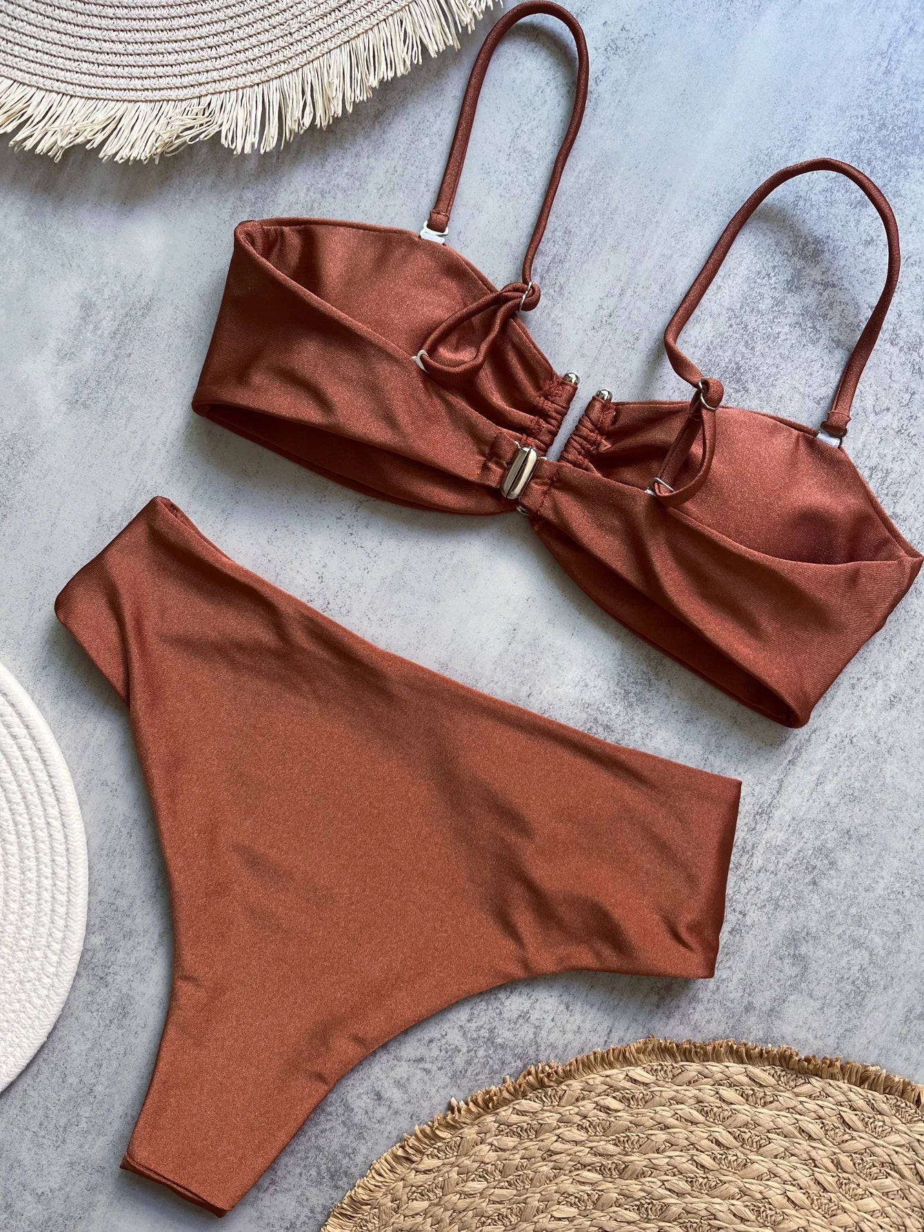 Bandeau Bikini Set Push Up Wire Free Two Piece Swimsuit - Sexy Brazilian Solid Beachwear - ZOOMNSTORE