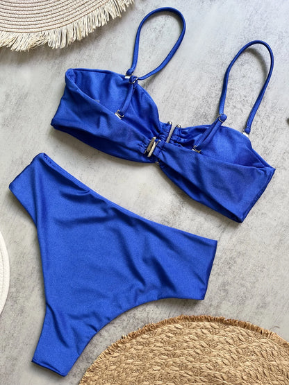 Bandeau Bikini Set Push Up Wire Free Two Piece Swimsuit - Sexy Brazilian Solid Beachwear - ZOOMNSTORE
