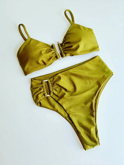 Bandeau Bikini Set Push Up Wire Free Two Piece Swimsuit - Sexy Brazilian Solid Beachwear - ZOOMNSTORE