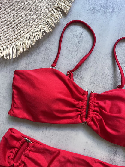 Bandeau Bikini Set Push Up Wire Free Two Piece Swimsuit - Sexy Brazilian Solid Beachwear - ZOOMNSTORE