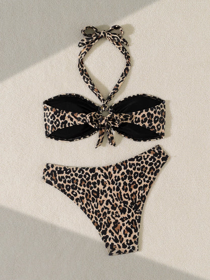 Bandeau Push-Up Bikini - Sexy Two Piece Swimsuit with Brazilian Thong & Button Detail - ZOOMNSTORE