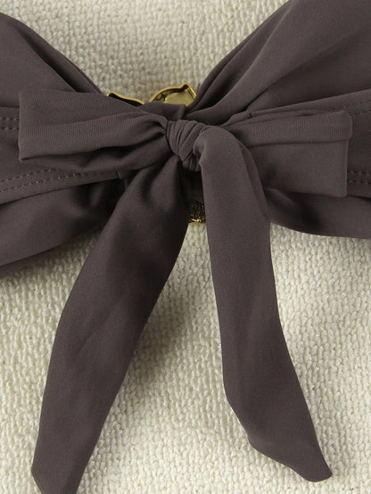Bandeau Push-Up Bikini - Sexy Two Piece Swimsuit with Brazilian Thong & Button Detail - ZOOMNSTORE