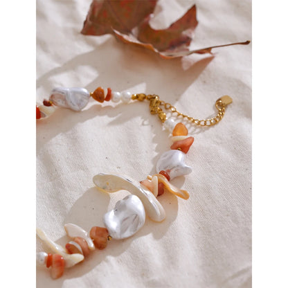 Natural Baroque Pearl Conch Pendant Necklace - Handmade Beach Jewelry for Women with Gift Box - ZOOMNSTORE