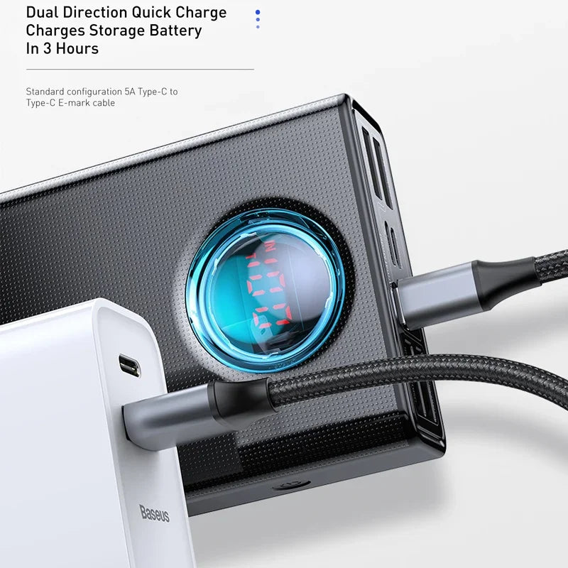 Baseus Power Bank 30000mAh 65W PD3.0 Quick Charging 3.0 FCP SCP Portable External for iPhone 16 15 14 Laptop Tablet Power bank - ZOOMNSTORE