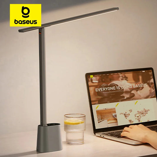 Baseus Dimmable LED Desk Lamp - Foldable Eye Protection Study Light with Smart Brightness Adjustment - ZOOMNSTORE