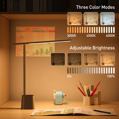 Baseus Dimmable LED Desk Lamp - Foldable Eye Protection Study Light with Smart Brightness Adjustment - ZOOMNSTORE
