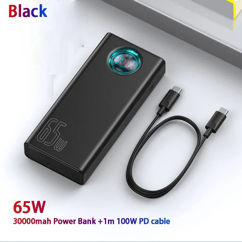 Baseus Power Bank 30000mAh 65W PD3.0 Quick Charging 3.0 FCP SCP Portable External for iPhone 16 15 14 Laptop Tablet Power bank - ZOOMNSTORE