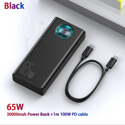 Baseus Power Bank 30000mAh 65W PD3.0 Quick Charging 3.0 FCP SCP Portable External for iPhone 16 15 14 Laptop Tablet Power bank - ZOOMNSTORE