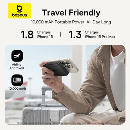 Baseus Qi2 Magnetic Power Bank 10000mah 15W Wireless Charging 22.5W Wired Charge Qi2-Certified for iPhone 16 15 14 13 12 Pro Max - ZOOMNSTORE
