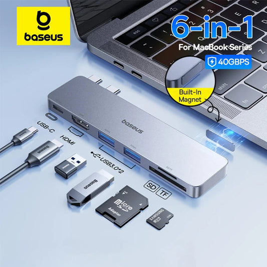 Baseus USB-C Hub – Dual USB-C Ports, Thunderbolt 3 Hub with 4K HDMI Adapter - ZOOMNSTORE