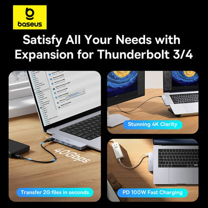 Baseus USB-C Hub – Dual USB-C Ports, Thunderbolt 3 Hub with 4K HDMI Adapter - ZOOMNSTORE