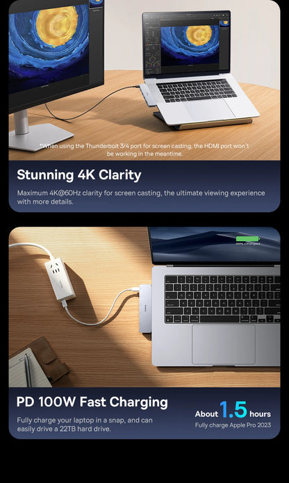 Baseus USB-C Hub – Dual USB-C Ports, Thunderbolt 3 Hub with 4K HDMI Adapter - ZOOMNSTORE
