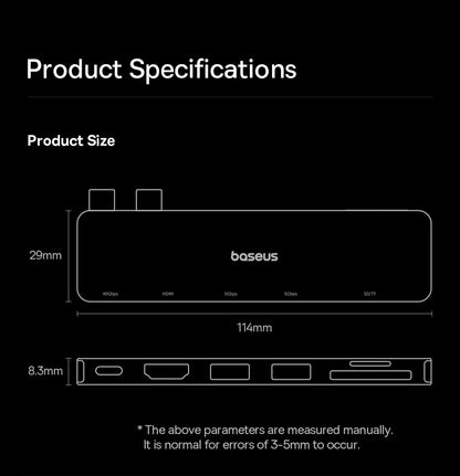 Baseus USB-C Hub – Dual USB-C Ports, Thunderbolt 3 Hub with 4K HDMI Adapter - ZOOMNSTORE