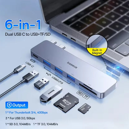 Baseus USB-C Hub – Dual USB-C Ports, Thunderbolt 3 Hub with 4K HDMI Adapter - ZOOMNSTORE