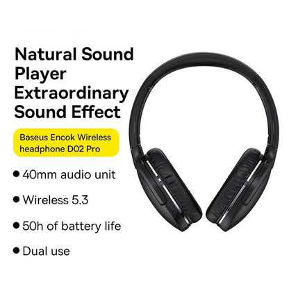 Baseus D02 Pro Wireless Bluetooth Headphones - Foldable Over-Ear Gaming Earbuds - ZOOMNSTORE