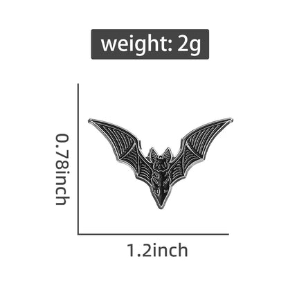 2pcs Bat Enamel Pins Gothic Punk Witch Halloween Brooch Collar Badge Black Spooky Jewelry Gift for Friends - ZOOMNSTORE