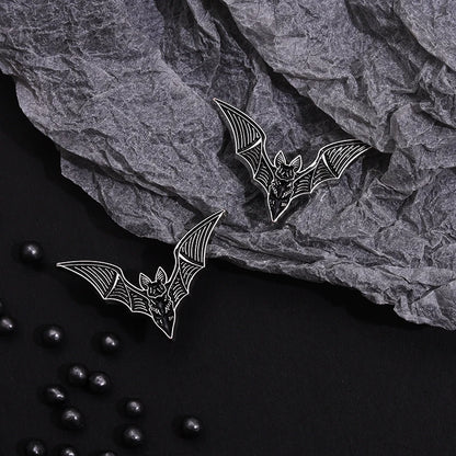 2pcs Bat Enamel Pins Gothic Punk Witch Halloween Brooch Collar Badge Black Spooky Jewelry Gift for Friends - ZOOMNSTORE