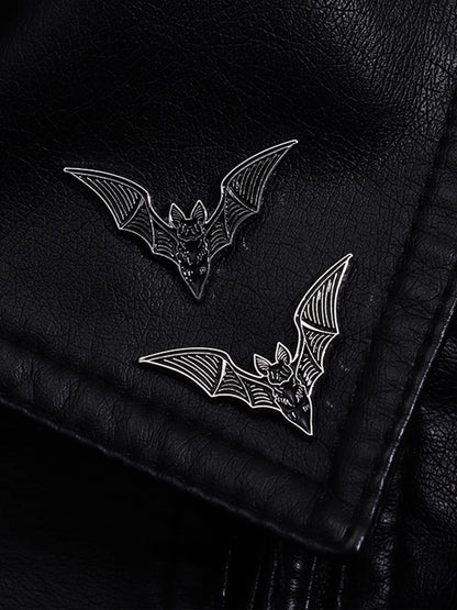 2pcs Bat Enamel Pins Gothic Punk Witch Halloween Brooch Collar Badge Black Spooky Jewelry Gift for Friends - ZOOMNSTORE