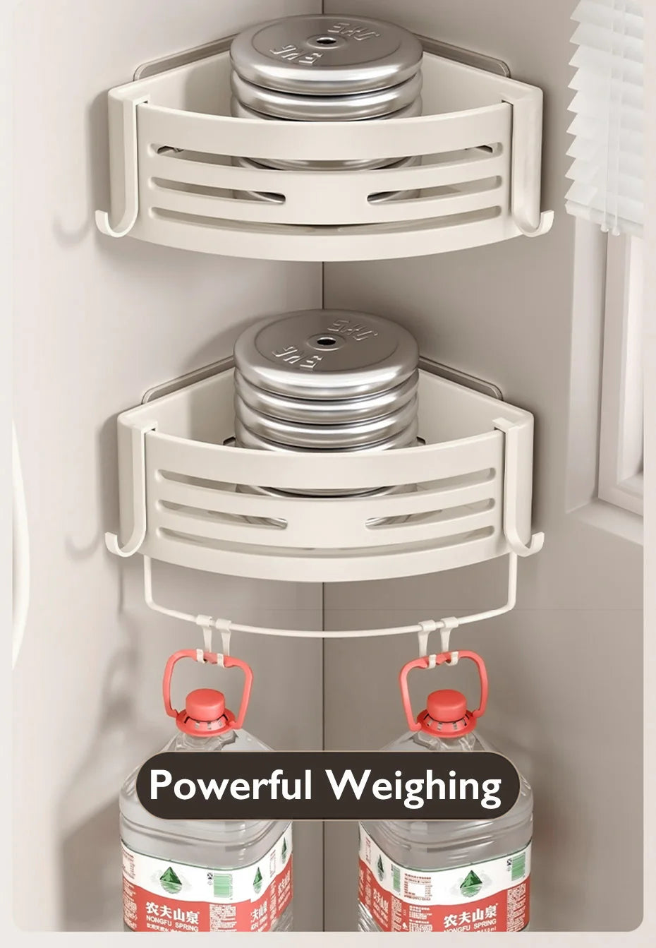 Aluminium Corner Bathroom Shelf - Self-Adhesive Towel Holder No Drill Wall-Mounted Organizer - ZOOMNSTORE