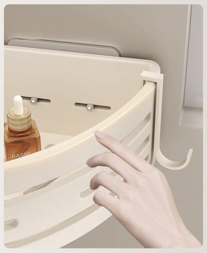 Aluminium Corner Bathroom Shelf - Self-Adhesive Towel Holder No Drill Wall-Mounted Organizer - ZOOMNSTORE
