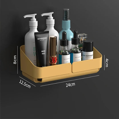 Bathroom Kitchen Wall Shelf - No-Drill Makeup  Shampoo Organizer - ZOOMNSTORE