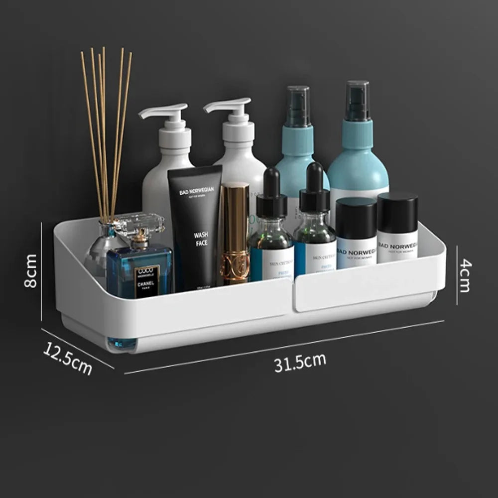 Bathroom Kitchen Wall Shelf - No-Drill Makeup  Shampoo Organizer - ZOOMNSTORE