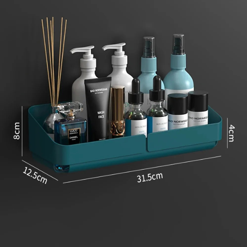 Bathroom Kitchen Wall Shelf - No-Drill Makeup  Shampoo Organizer - ZOOMNSTORE