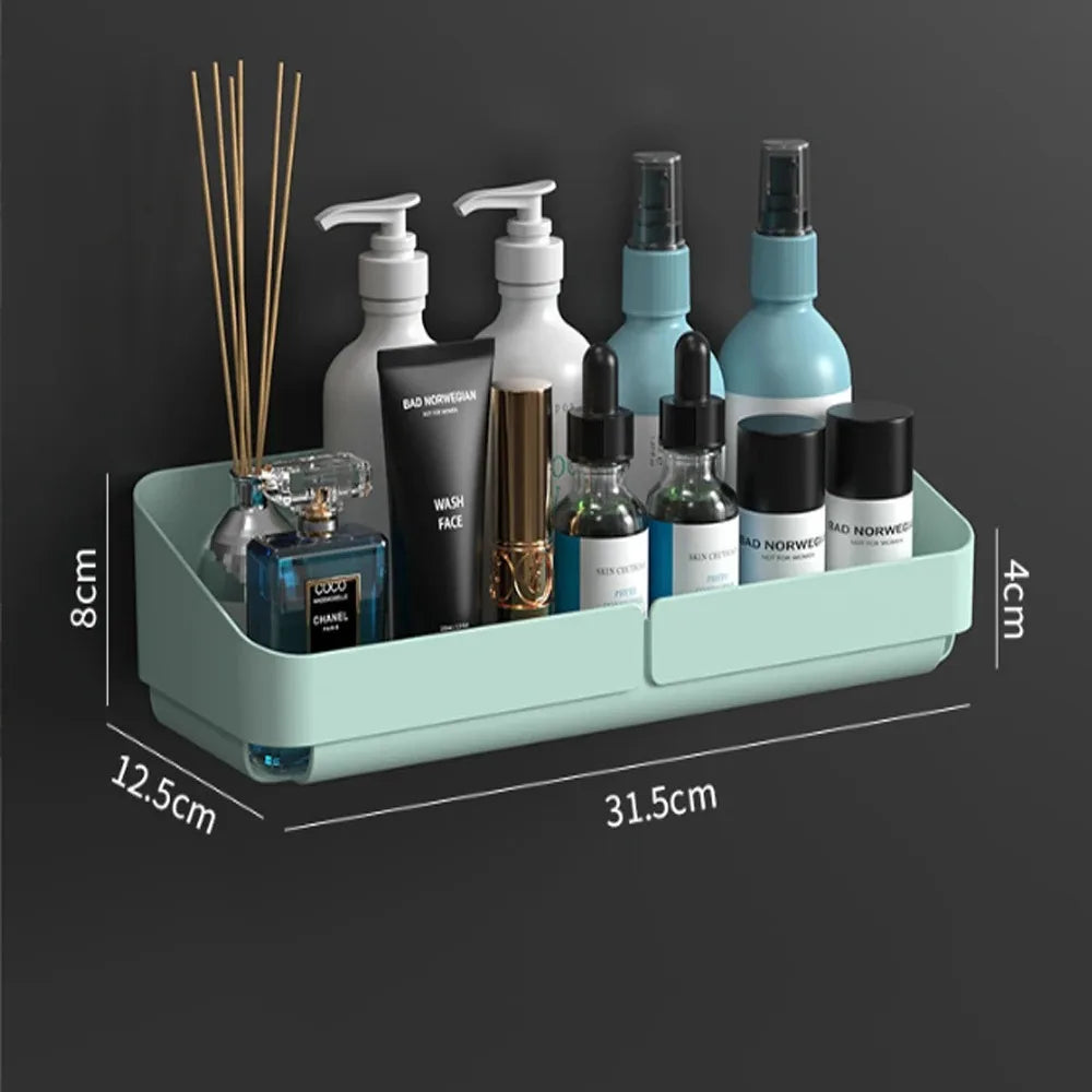 Bathroom Kitchen Wall Shelf - No-Drill Makeup  Shampoo Organizer - ZOOMNSTORE