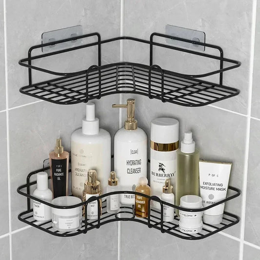 Wall Mounted Corner Bathroom Shelf - Iron Shower Drain Basket  Cosmetic Rack Organizer - ZOOMNSTORE